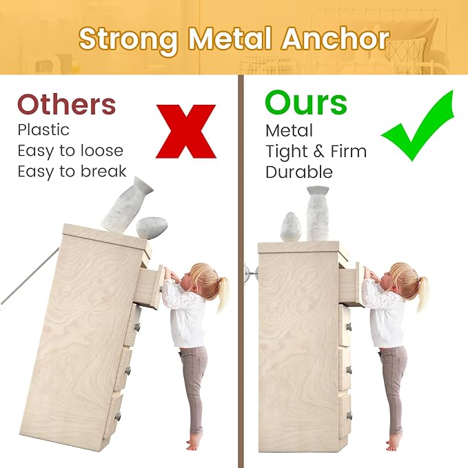 Furniture Anchors for Baby Proofing, Furniture Straps Anti Tip Furniture Anchor - Image 5