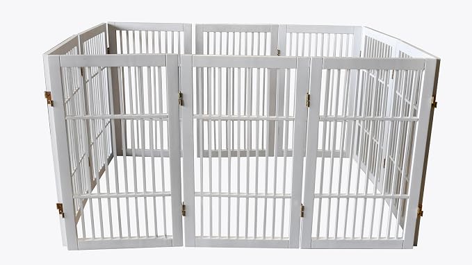 Pet Dog Gate Strong and Durable Freestanding Folding Acacia Hardwood Portable - Image 5