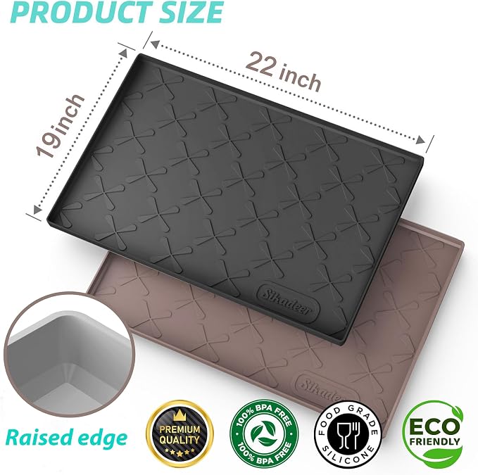 SIKADEER 22" x 19" Under Sink Mat Waterproof, Silicone Mat Kitchen Drawer Shelf - Image 2