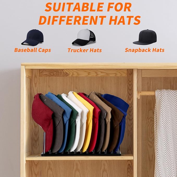 Kadolina Hat Organizer for Baseball Caps, Acrylic Hat Rack for 12 Baseball Caps - Image 4