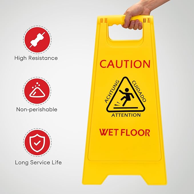 MATTHEW CLEANING 25'' Industrial Wet Floor Sign 3 Pack 2-Sided Safety A-Frame - Image 2