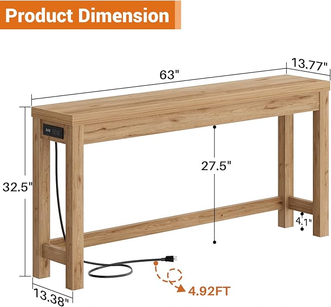 Cyclysio 63" Console Tables for Entryway, Long Console Tables for Living Room - Image 3