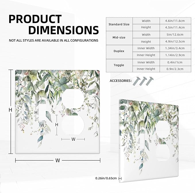 Sage Green Watercolor Eucalyptus Leaves Floral Flowers Wallplates 1 Toggle 1 - Image 5