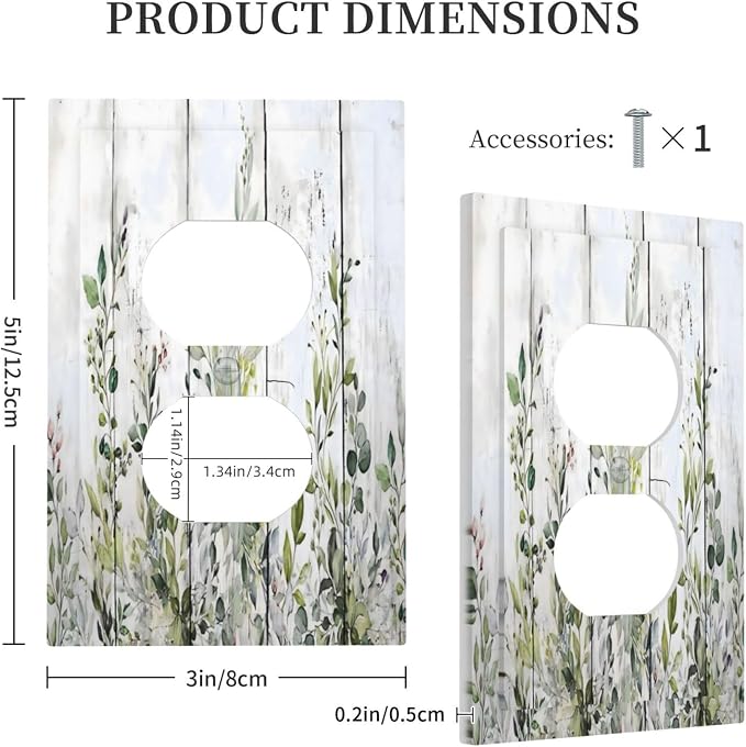 Sage Green Eucalyptus Rustic Country Botanical Leaf Flower Outlet Covers 1 Gang - Image 5