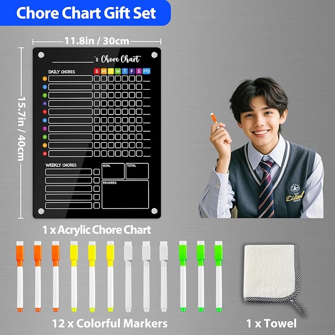PigPotParty Black Acrylic Magnetic Chore Chart - Image 7