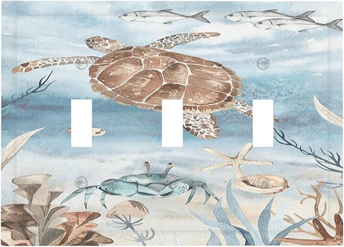 Decorative Switch Plates Sea Turtle Coral Reef Nauticaltheme 3 Gang Wall Plate by LightSwitchCover