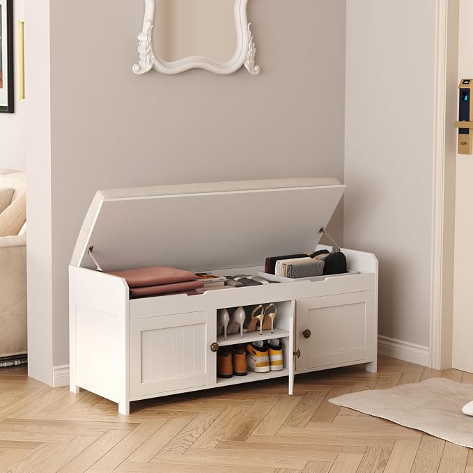 HOMEFORT 41.3" Shoe Bench with Lift Top Storage, Entryway Bench with Cushioned - Image 9