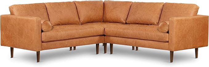 Poly & BARK Napa 98” Leather Corner Sectional Sofa – Full-Grain Italian-Tanned by POLYBARK