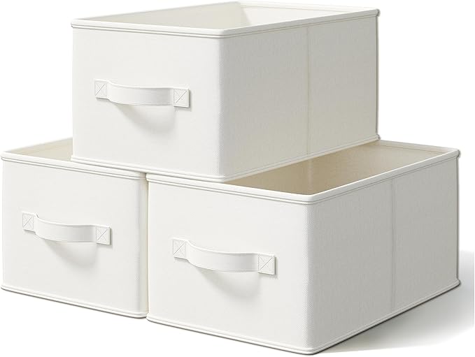 3 Pack Fabric Storage Bins for Shelves | 16.25x12x10in Closet | Collapsible by LaySpace-YourRoomOrganizer
