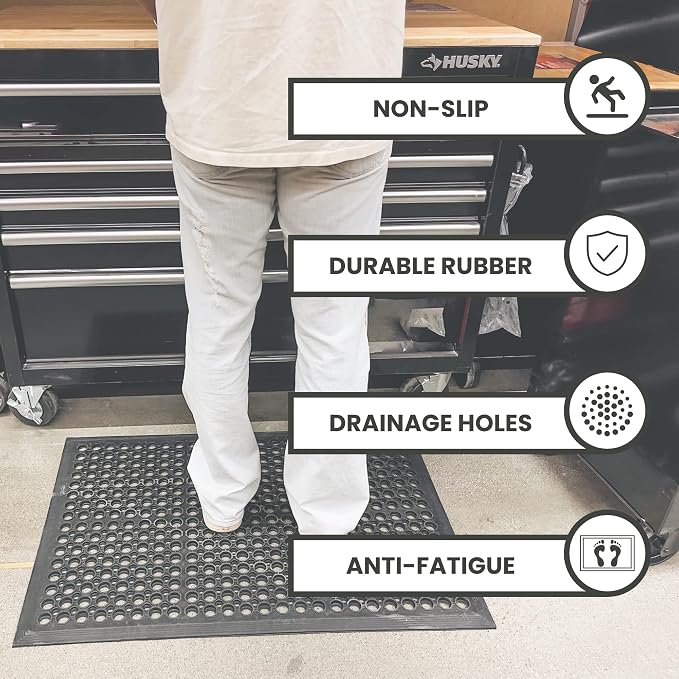 Envelor 4-Pack Anti Fatigue Rubber Mat Non-Slip Restaurant - Image 2