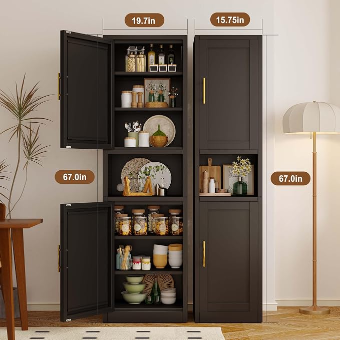 67" Tall Narrow Storage Cabinet Metal Bathroom Cabinet - Image 4