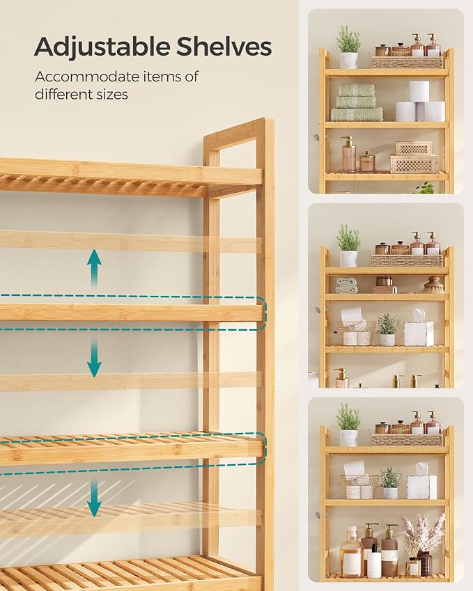 SONGMICS Over The Toilet Storage, 4-Tier Over Toilet Bathroom Organizer - Image 5