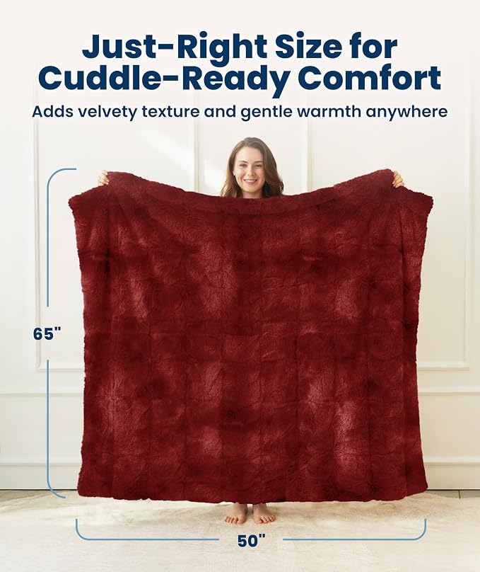 Everlasting Comfort Soft & Comfortable Red Faux Fur Throw Blanket - Image 5