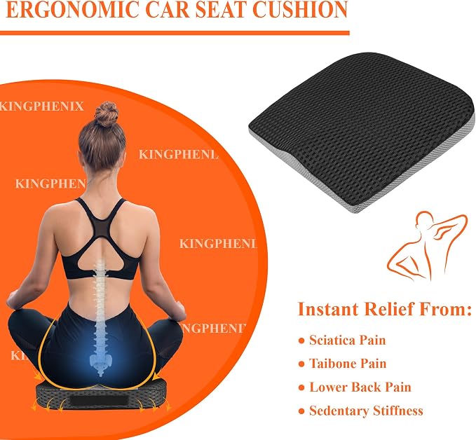 kingphenix Premium Car Seat Cushion, Memory Foam Driver Seat Cushion to Improve - Image 2