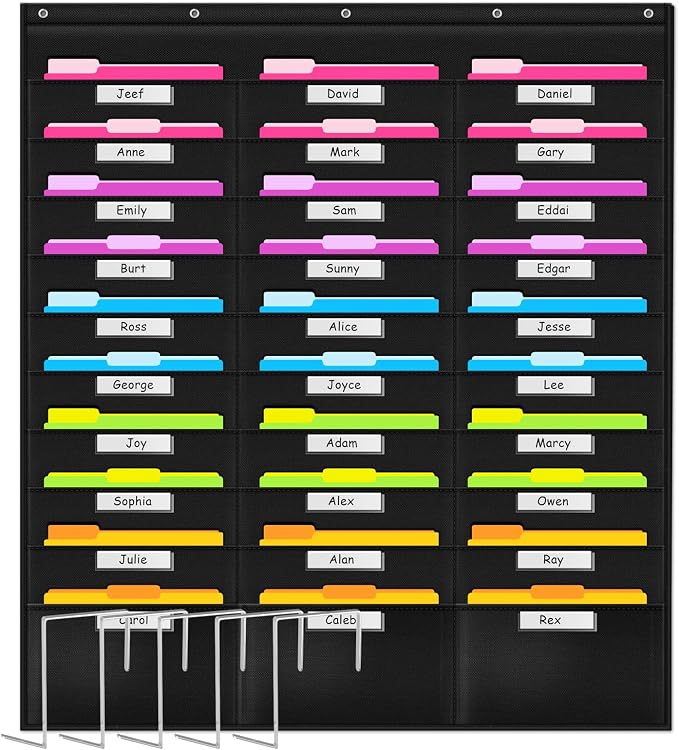 Godery School Pocket Chart, 30 Signatory Pocket, Heavy Duty Hanging File by Godery