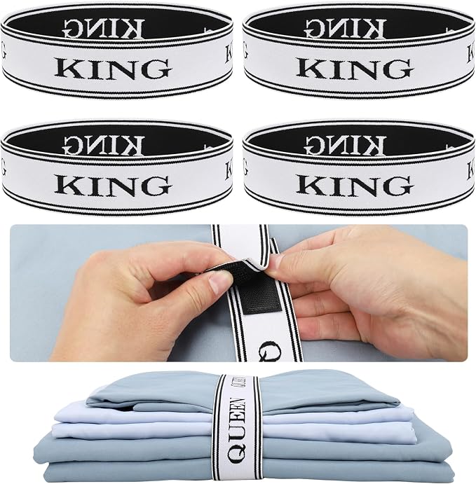 Bed Sheet Organizer Bands with Hook and Loop Adjustable Sheet Organizers and by BROPGOD