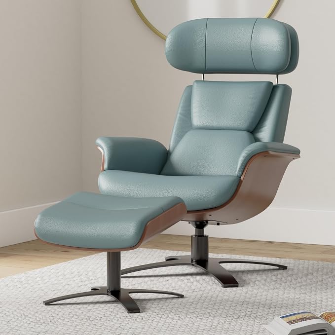 CHITA Genuine Leather Reclining Swivel Chair - Image 2