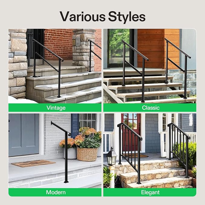 VIVOSUN Outdoor Handrail, 2 Step Stair Handrail, 31.5" x 39" Fits 1 to 2 Steps - Image 8