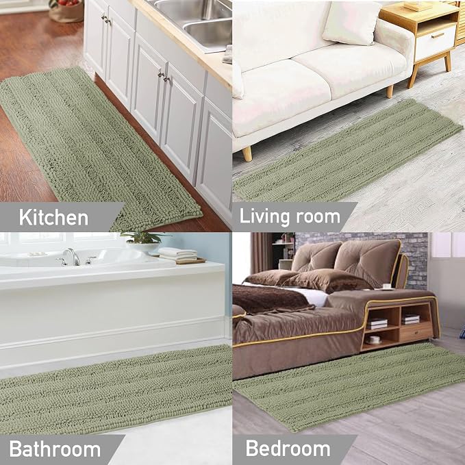 Turquoize Luxury Bath Runner, Eucalyptus Bathroom Rug 47 x 17 Inches Mat - Image 6