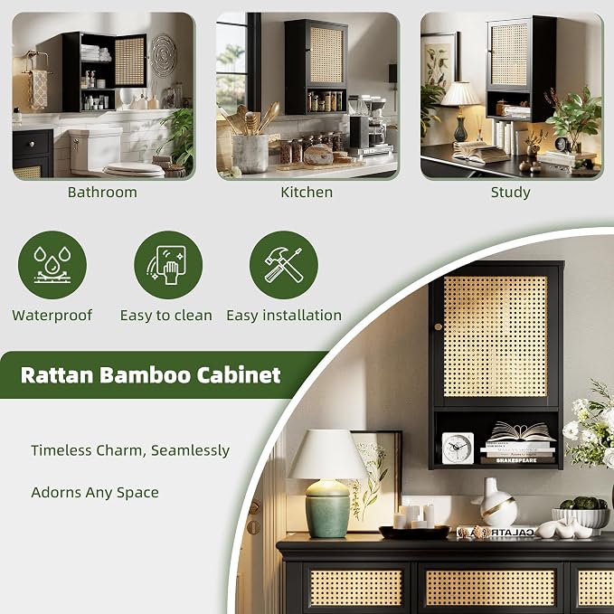 Bathroom Wall Cabinet, Bamboo Over-The-Toilet Storage Organizer - Image 8