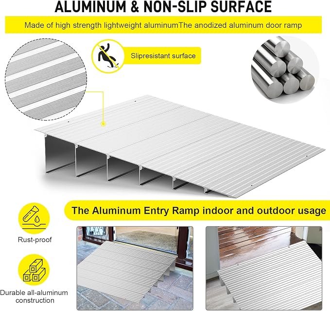 Door Threshold Ramp 6" Rise Door Ramp Aluminum Entry Ramp or Doorways Rated 800 - Image 3