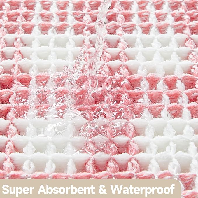 Waffle Bath Mat, Boho Bathroom Rugs Non Slip Washable Absorbent Checkered - Image 7