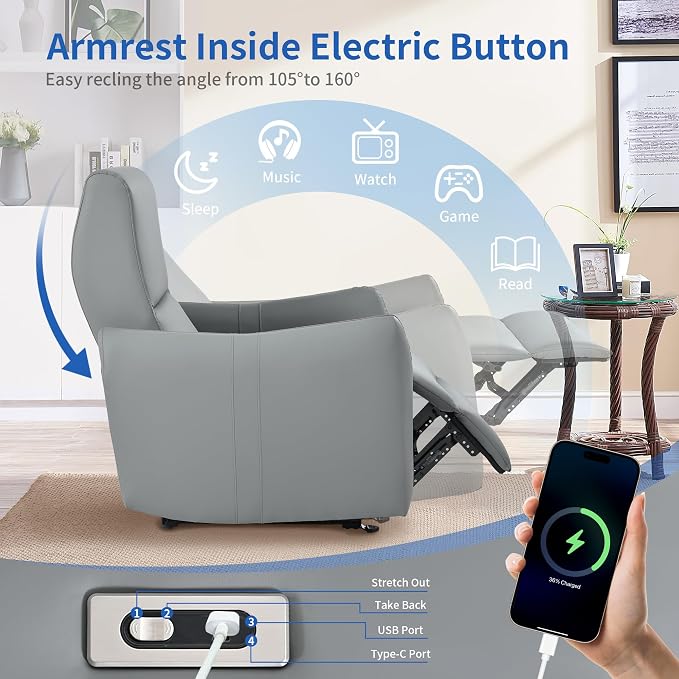 Wall Hugger Power Recliner Chair, Zero Wall Electric Recliner Chairs - Image 3