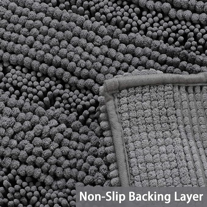 Turquoize Chenille Bath Rugs Shaggy Bathroom Rugs Non Slip Bath Mat - Image 4