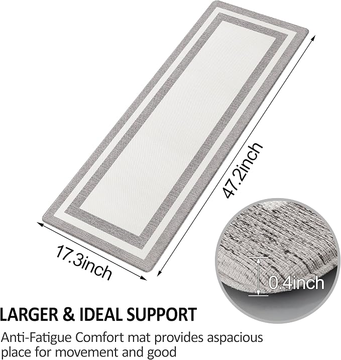 White Kitchen Mat Cushioned Anti-Fatigue Non-Skid Waterproof Rugs Ergonomic - Image 4