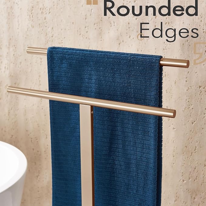 KOKOSIRI Standing Towel Rack for Bathroom Floor 2-Tier Towel Holder Free Stand - Image 9