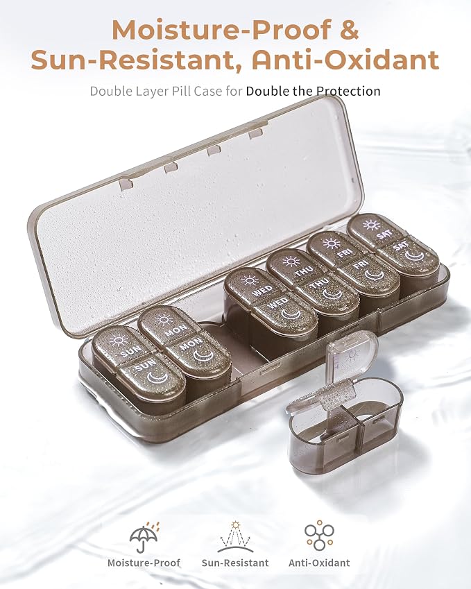 Weekly Pill Organizer 2 Times a Day, 7-Day AM PM Pill Box, Travel Pill Case - Image 6