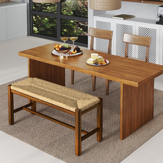 GOFLAME 40” Dining Bench Set of 2, Farmhouse Boho Entryway Bench - Image 4