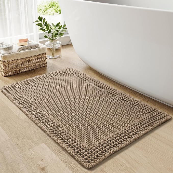 RESARE Waffle Bathroom Runner Rugs, Super Absorbent Bath Mat Non Slip Washable by Resare