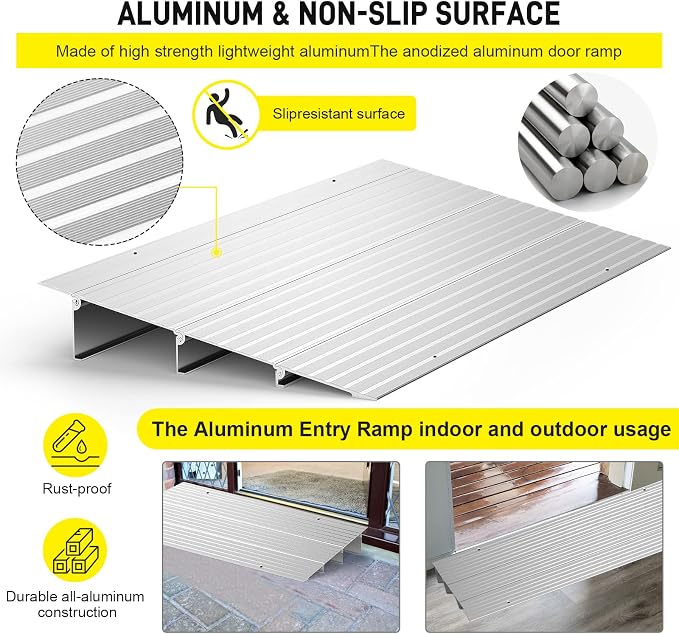 Door Threshold Ramp 3" Rise Door Ramp Aluminum Entry Ramp or Doorways Rated 800 - Image 3