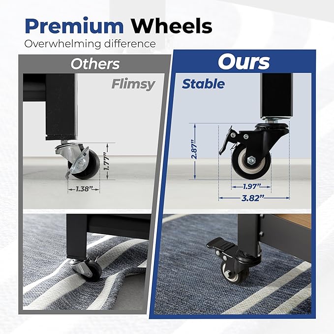 HOMEDANT House 24.4" 5-Tier Metal Rolling Cart Shelf Rack Casters Heavy Duty - Image 12