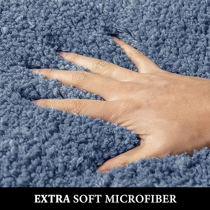 MIULEE Microfiber Toilet Bath Mat U-Shaped Contour Shaggy Bathroom Rugs Non - Image 2