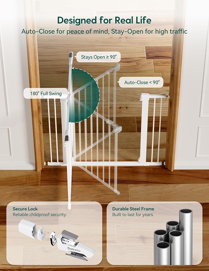 Babelio Baby Gate for Doorways and Stairs, 36“ Tall Pet Gate, PressGuard P7 - Image 5