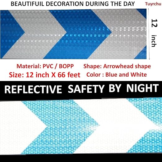 Blue and White Reflective Tape Outdoor Waterproof 12 inch, High Visibility - Image 3