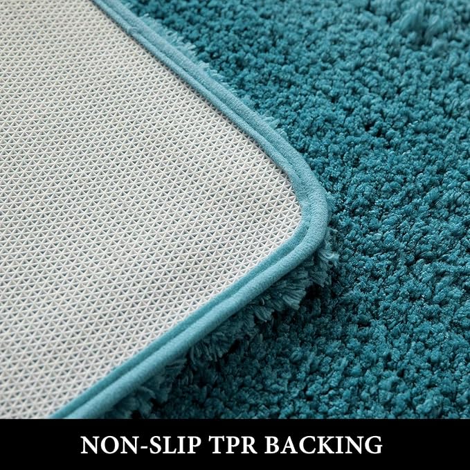 MIULEE Teal Bathroom Rugs Non Slip Bath Mat 24'' x 40'' Shaggy Soft Bath Rug - Image 4
