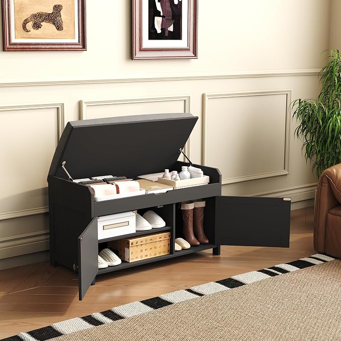 HOMEFORT 30" Shoe Bench with Lift Top Storage, Entryway Bench with Cushioned - Image 7