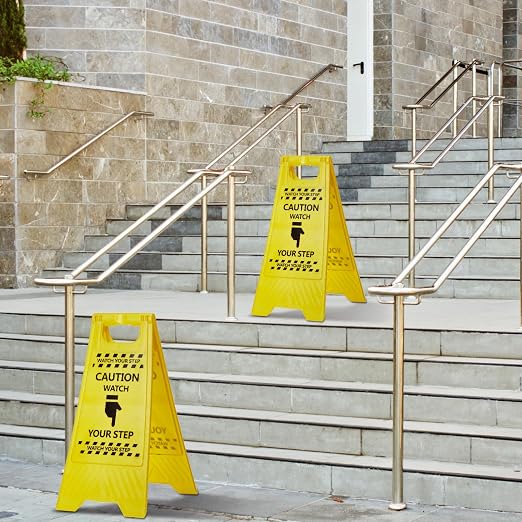 3 Pcs Caution Watch Your Step Sign Safety Double Sided Floor Heavy Duty Plastic - Image 6