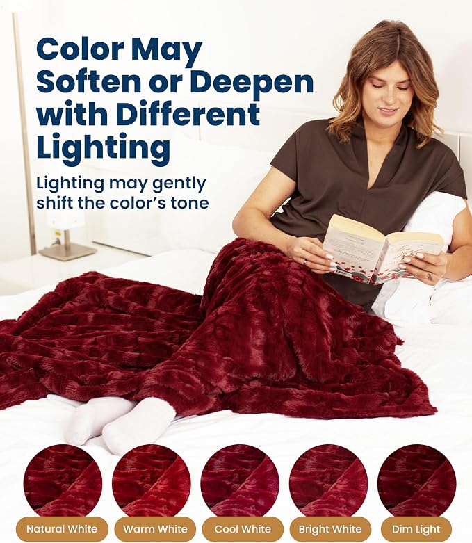 Everlasting Comfort Soft & Comfortable Red Faux Fur Throw Blanket - Image 6