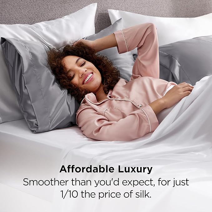 Bedsure Satin Pillowcase 2 Pack Similar to Silk Pillow Cases Standard Size - Field & Grace