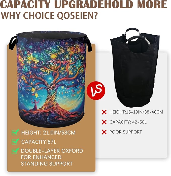 Cosmic Tree Laundry Hamper, Collapsible Laundry Baskets, Tree of Life Dirty - Image 4