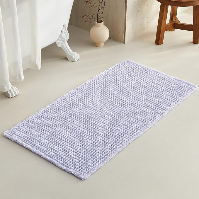 Waffle Bath Mat, Boho Bathroom Rugs Non Slip Washable Super Absorbent Quick Dry by TYUU