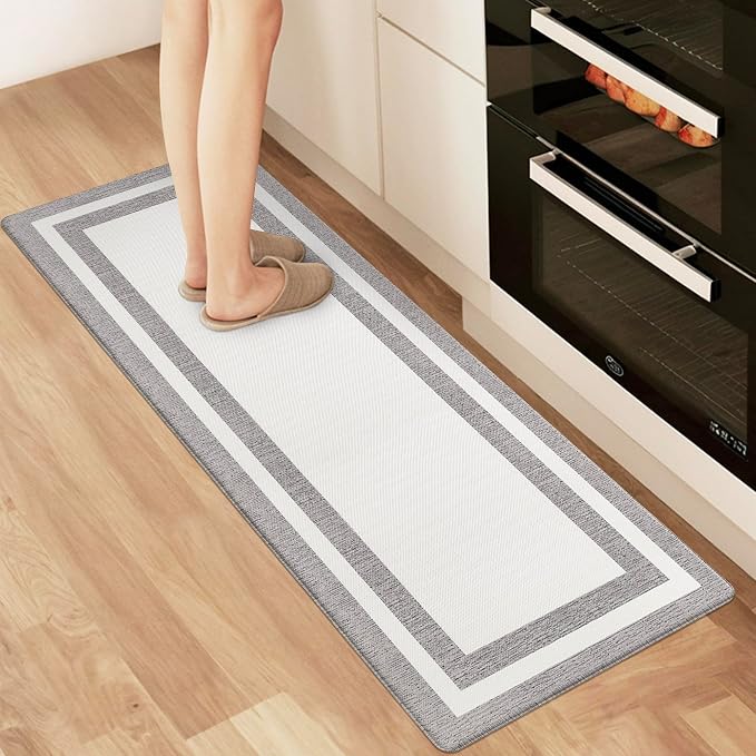 White Kitchen Mat Cushioned Anti-Fatigue Non-Skid Waterproof Rugs Ergonomic by ATRUG