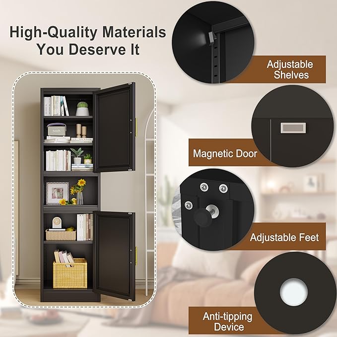 67" Tall Narrow Storage Cabinet Metal Bathroom Cabinet - Image 5