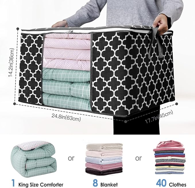 WISELIFE Storage Bags 100L 6-Pack Large Blanket Clothes Organization and - Image 2