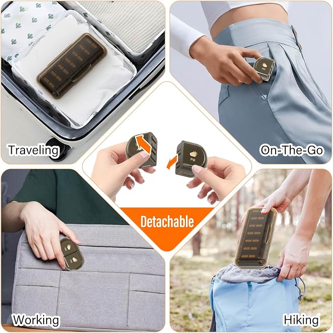Weekly Pill Organizer 2 Times a Day, Moisture-Proof, Detachable Compartments - Image 5