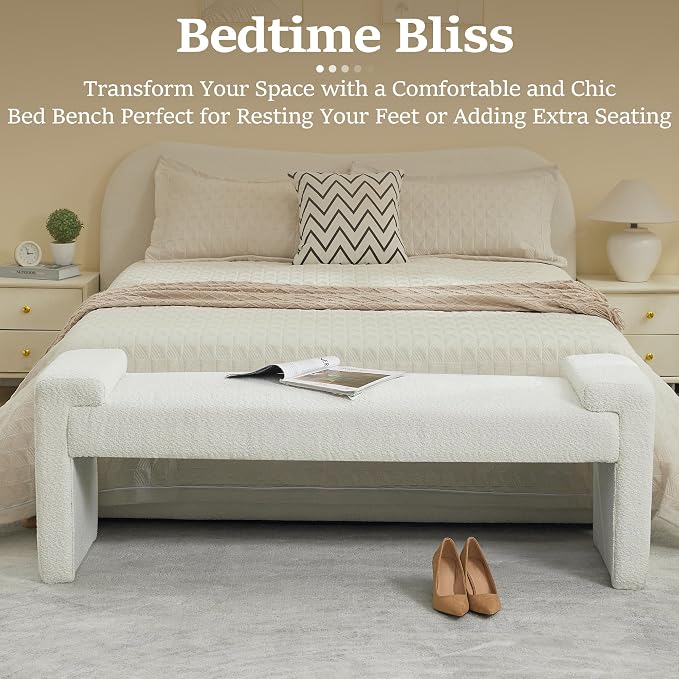 58.7" End of Bed Bench Upholstered Modern Bedroom Bench - Image 8